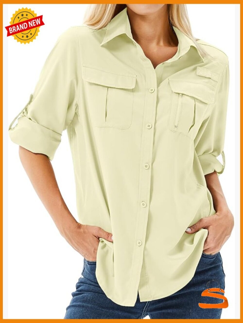 UPF 50 Long Sleeve Sun Protection Shirt Safari Fishing Hiking